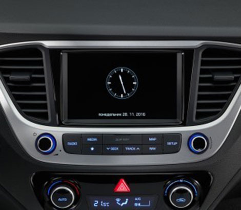 Мультимедийная система с экраном семь дюймов в Hyundai Accent