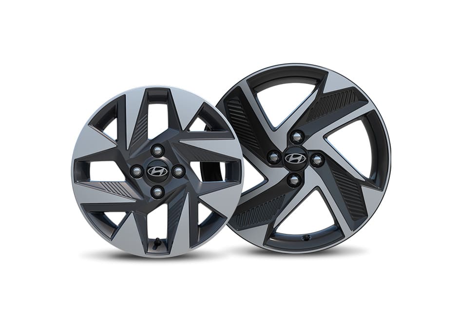 A close up view of the 15 and 16 inch alloy wheels of the Hyundai i10.